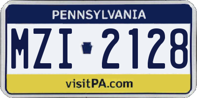PA license plate MZI2128