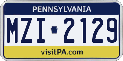 PA license plate MZI2129