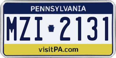PA license plate MZI2131