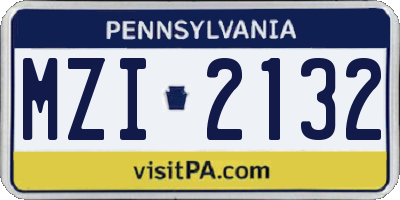 PA license plate MZI2132