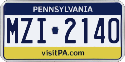 PA license plate MZI2140