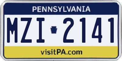 PA license plate MZI2141