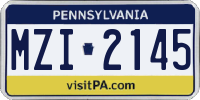 PA license plate MZI2145