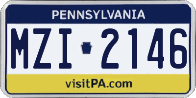 PA license plate MZI2146