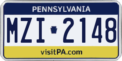 PA license plate MZI2148