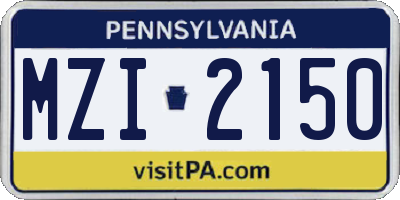 PA license plate MZI2150