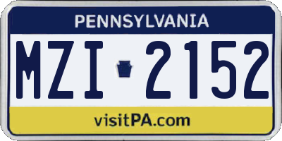 PA license plate MZI2152