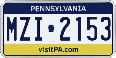 PA license plate MZI2153