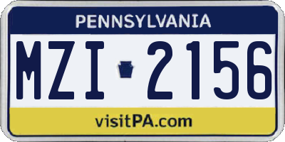 PA license plate MZI2156