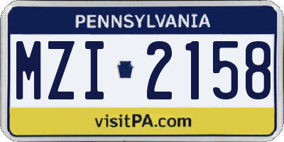 PA license plate MZI2158