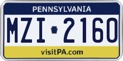 PA license plate MZI2160