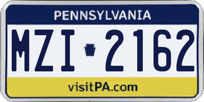 PA license plate MZI2162