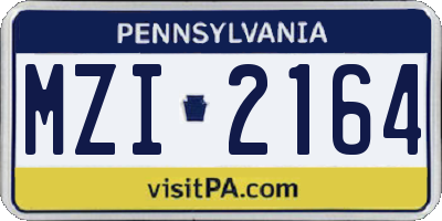 PA license plate MZI2164