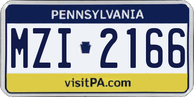 PA license plate MZI2166