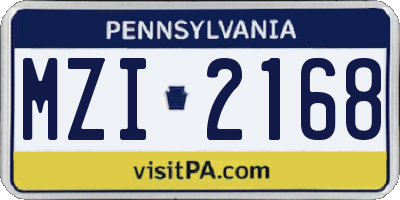 PA license plate MZI2168