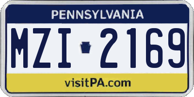 PA license plate MZI2169