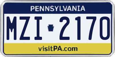 PA license plate MZI2170