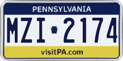 PA license plate MZI2174