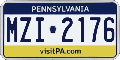 PA license plate MZI2176