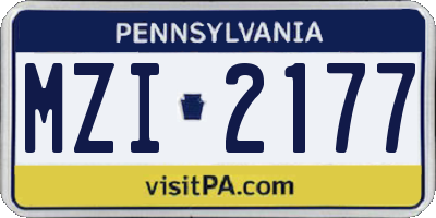 PA license plate MZI2177