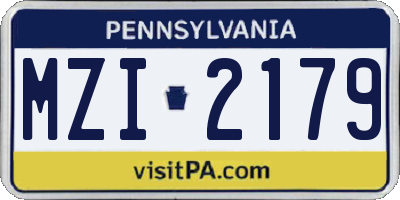 PA license plate MZI2179