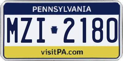 PA license plate MZI2180