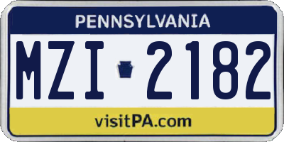 PA license plate MZI2182