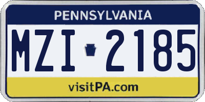 PA license plate MZI2185