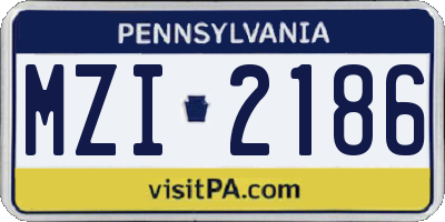 PA license plate MZI2186