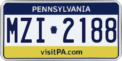 PA license plate MZI2188