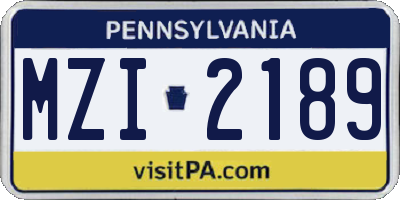 PA license plate MZI2189