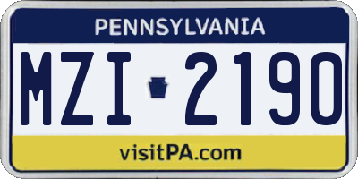 PA license plate MZI2190