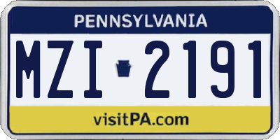 PA license plate MZI2191