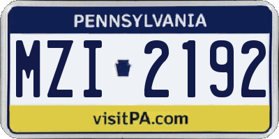 PA license plate MZI2192