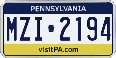 PA license plate MZI2194