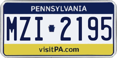 PA license plate MZI2195