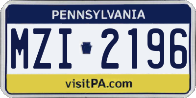 PA license plate MZI2196
