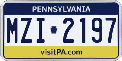 PA license plate MZI2197