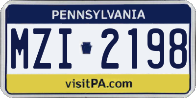 PA license plate MZI2198