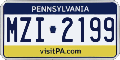 PA license plate MZI2199