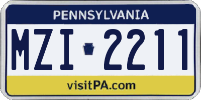 PA license plate MZI2211
