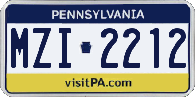 PA license plate MZI2212
