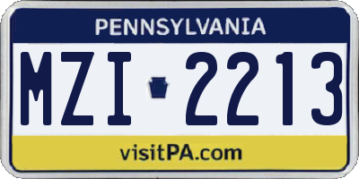 PA license plate MZI2213