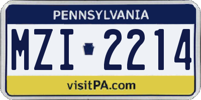 PA license plate MZI2214