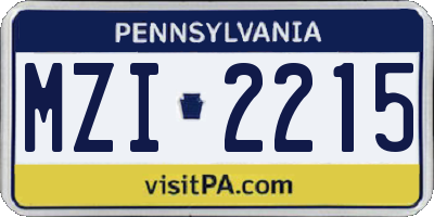 PA license plate MZI2215