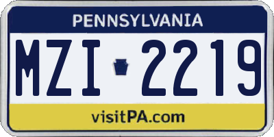 PA license plate MZI2219