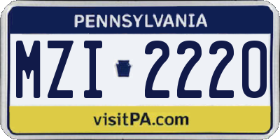 PA license plate MZI2220