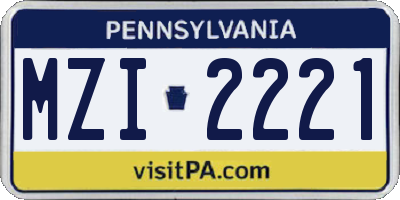 PA license plate MZI2221