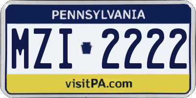 PA license plate MZI2222