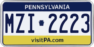 PA license plate MZI2223